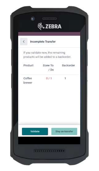 Incomplete Transfer Confirmation