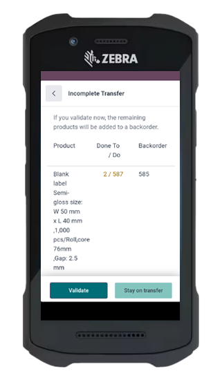 Incomplete Transfer Confirmation