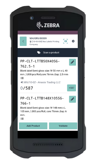 List of Products to Receive